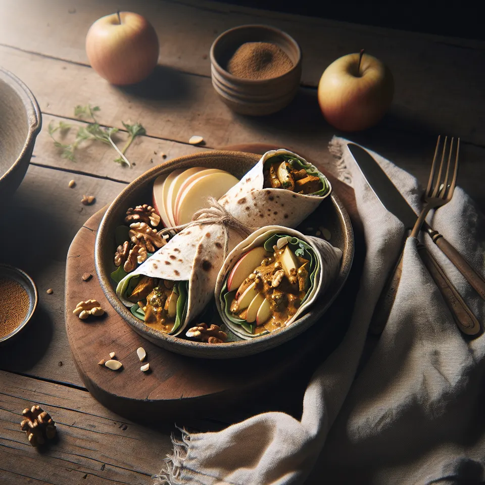 Wrap De Pollo Al Curry Con Manzana Y Nueces