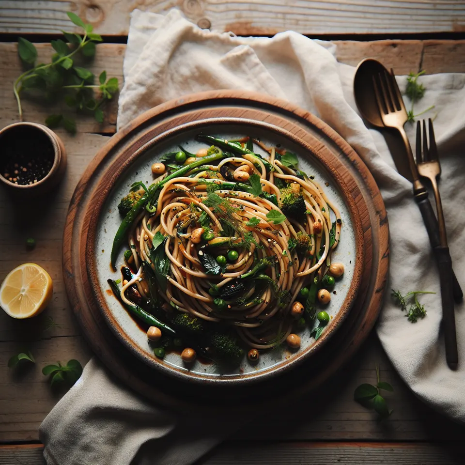 Noodles Salteados Con Verduras Y Salsa De Soja