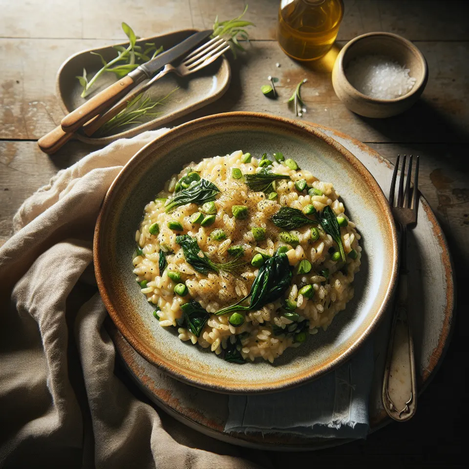 Risotto De Setas Y Espárragos