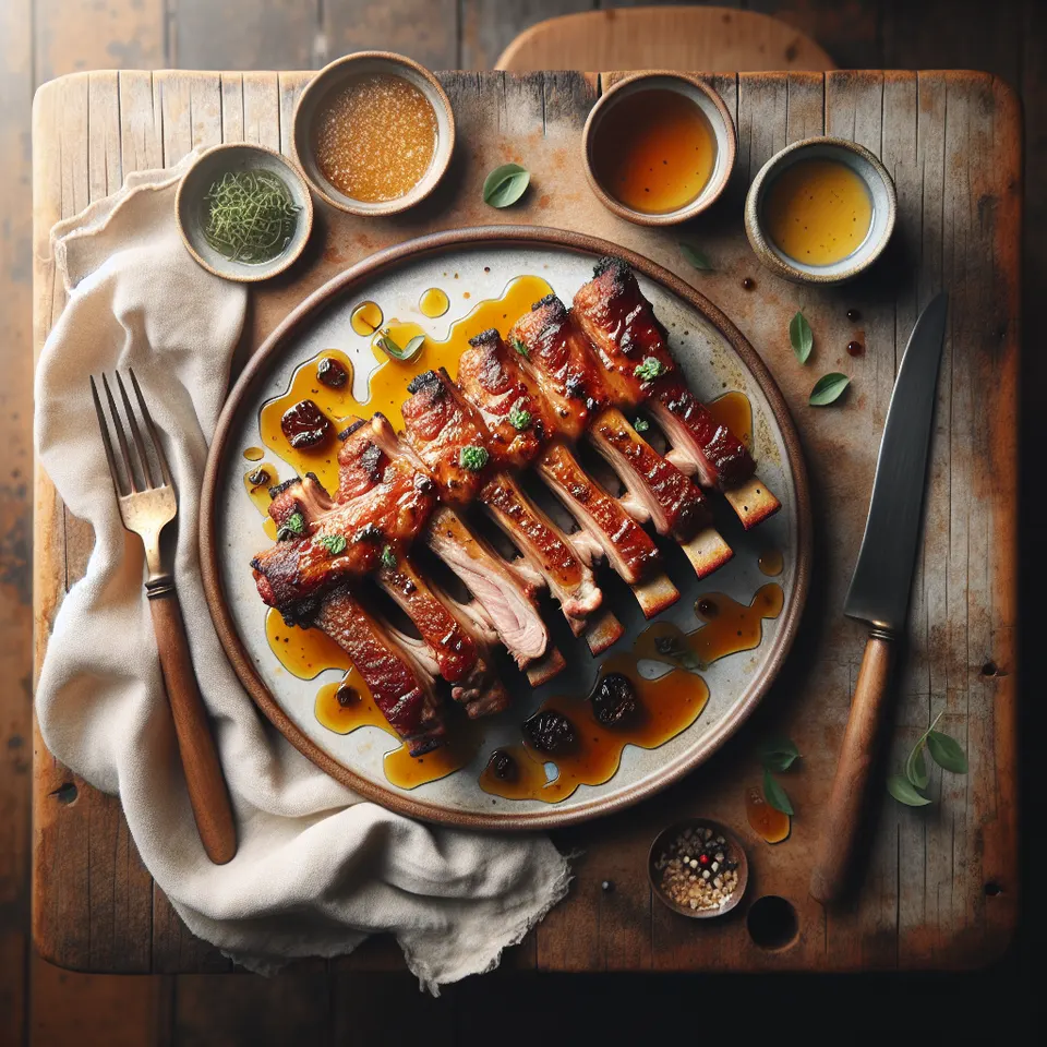 Costillar De Cerdo Al Horno Con Miel Y Mostaza