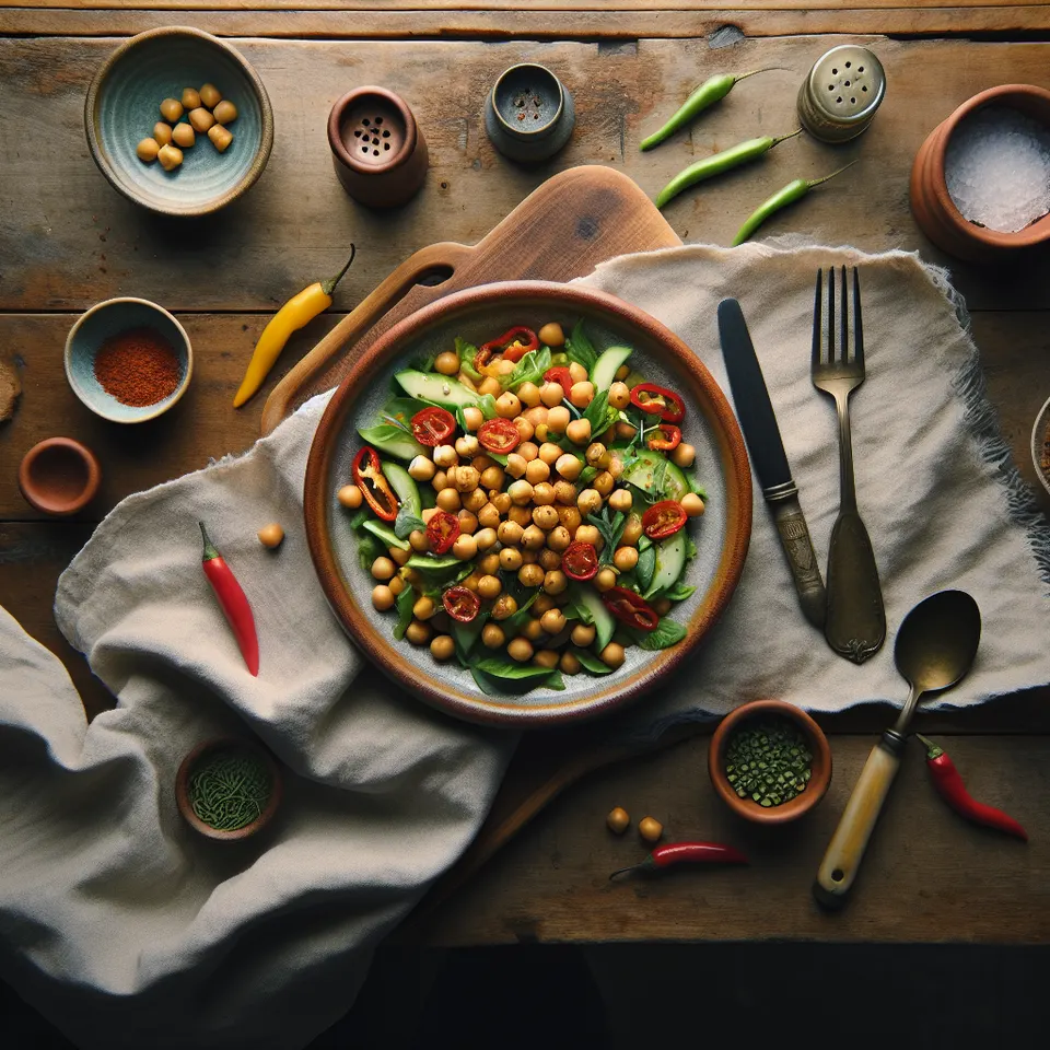 Ensalada De Garbanzos, Atún Y Pimientos Asados