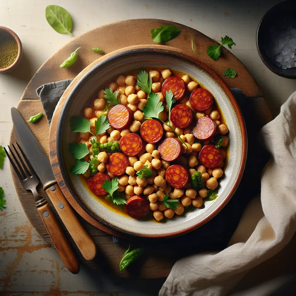 Guiso De Garbanzos Con Espinacas Y Chorizo