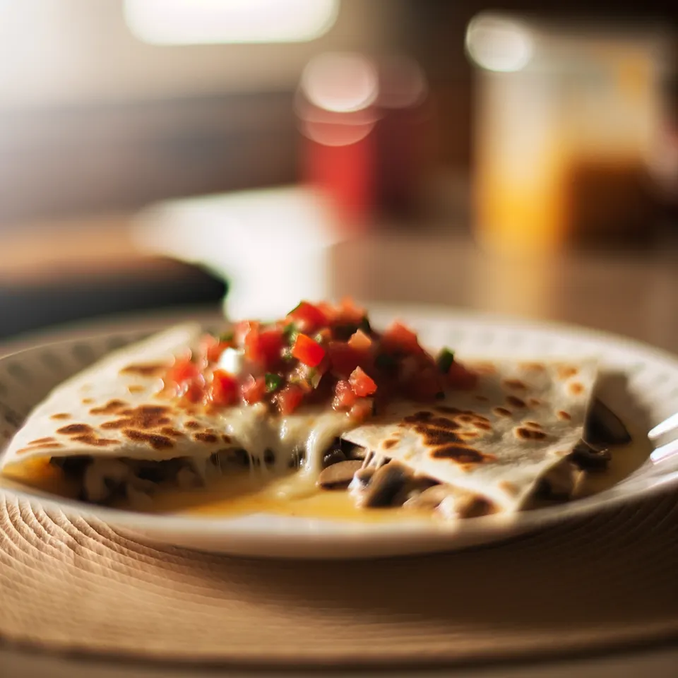 Quesadillas De Champiñones Y Queso Con Pico De Gallo