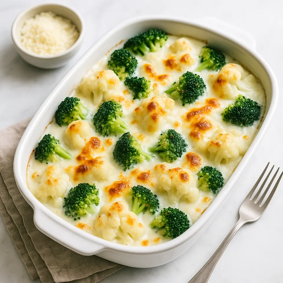 Gratinado De Coliflor Y Brócoli Con Bechamel