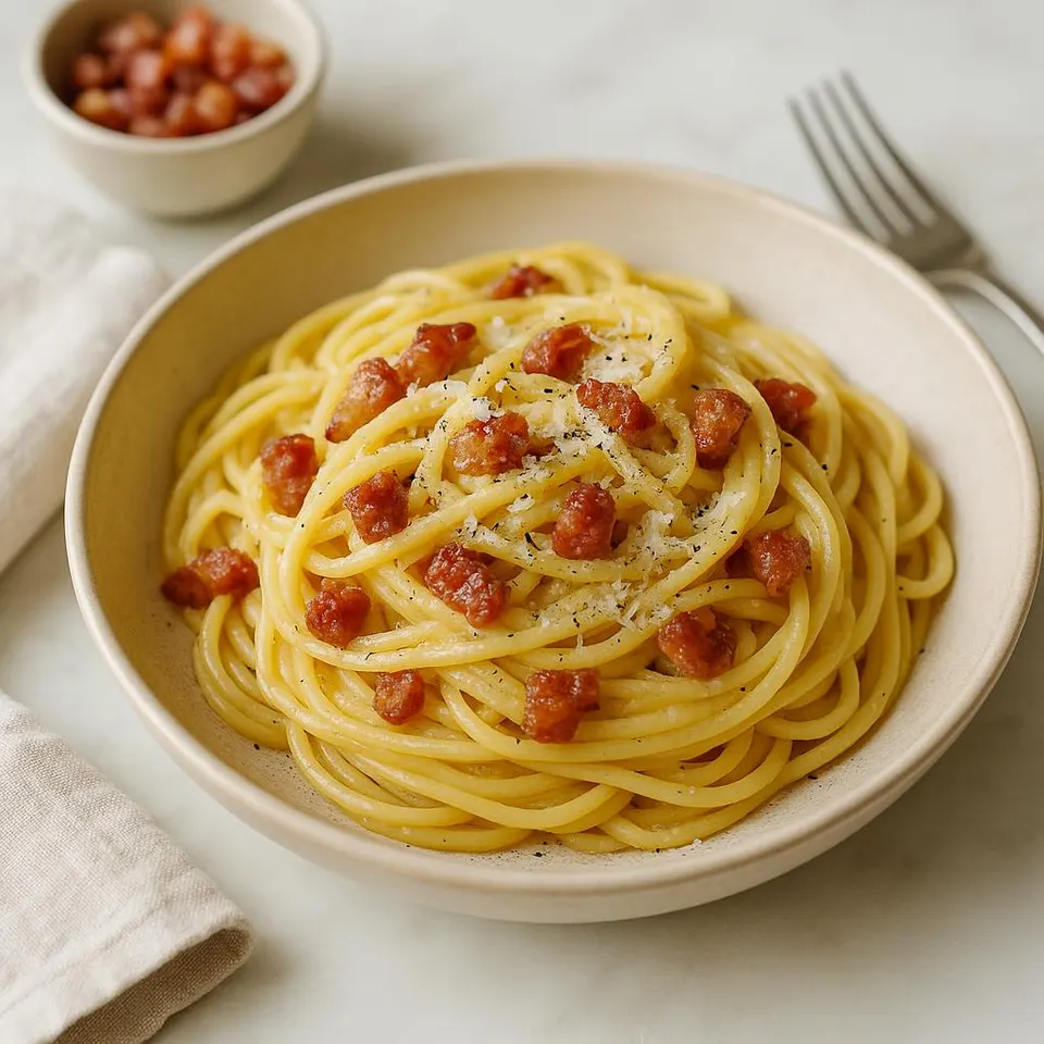Espaguetis A La Carbonara Clásica