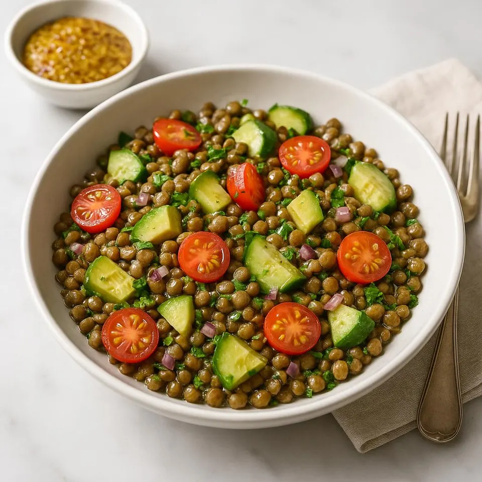 Ensalada De Lentejas Con Vinagreta De Mostaza Y Miel