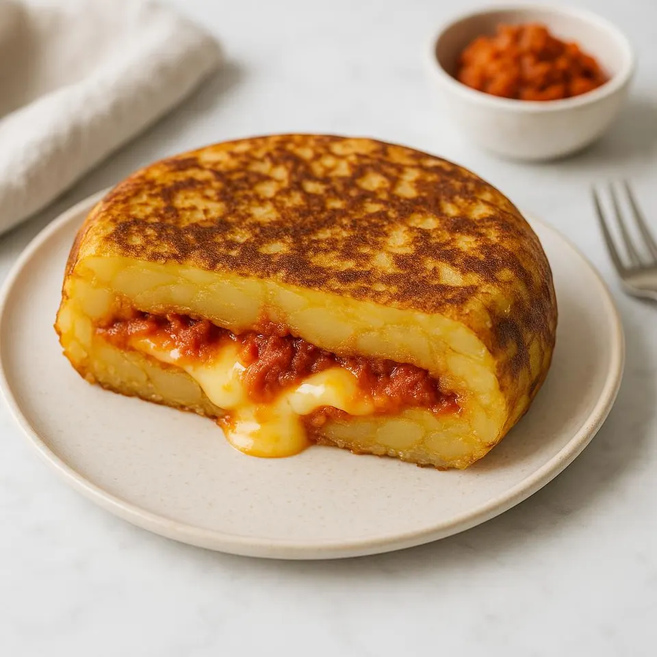 Tortilla De Patatas Rellena De Sobrasada Y Queso